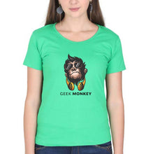 Load image into Gallery viewer, Geek Monkey T-Shirt for Women-Flag Green-Ektarfa.online
