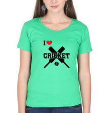 Load image into Gallery viewer, I Love Cricket T-Shirt for Women-Flag Green-Ektarfa.online

