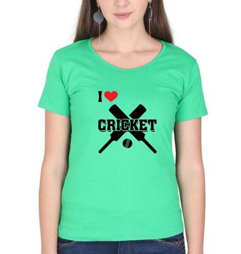 I Love Cricket T-Shirt for Women-Flag Green-Ektarfa.online