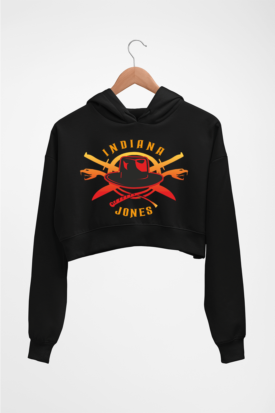 Indiana Jones Crop HOODIE FOR WOMEN-Black-Ektarfa.online