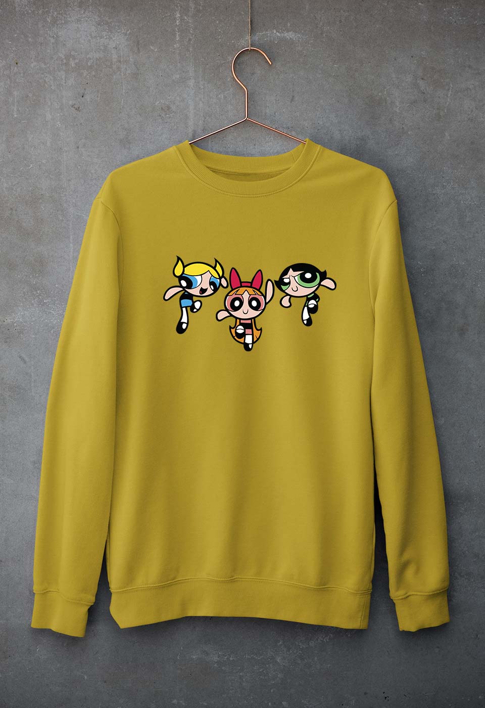 Powerpuff Girls Unisex Sweatshirt for Men/Women-Mustard Yellow-Ektarfa.online