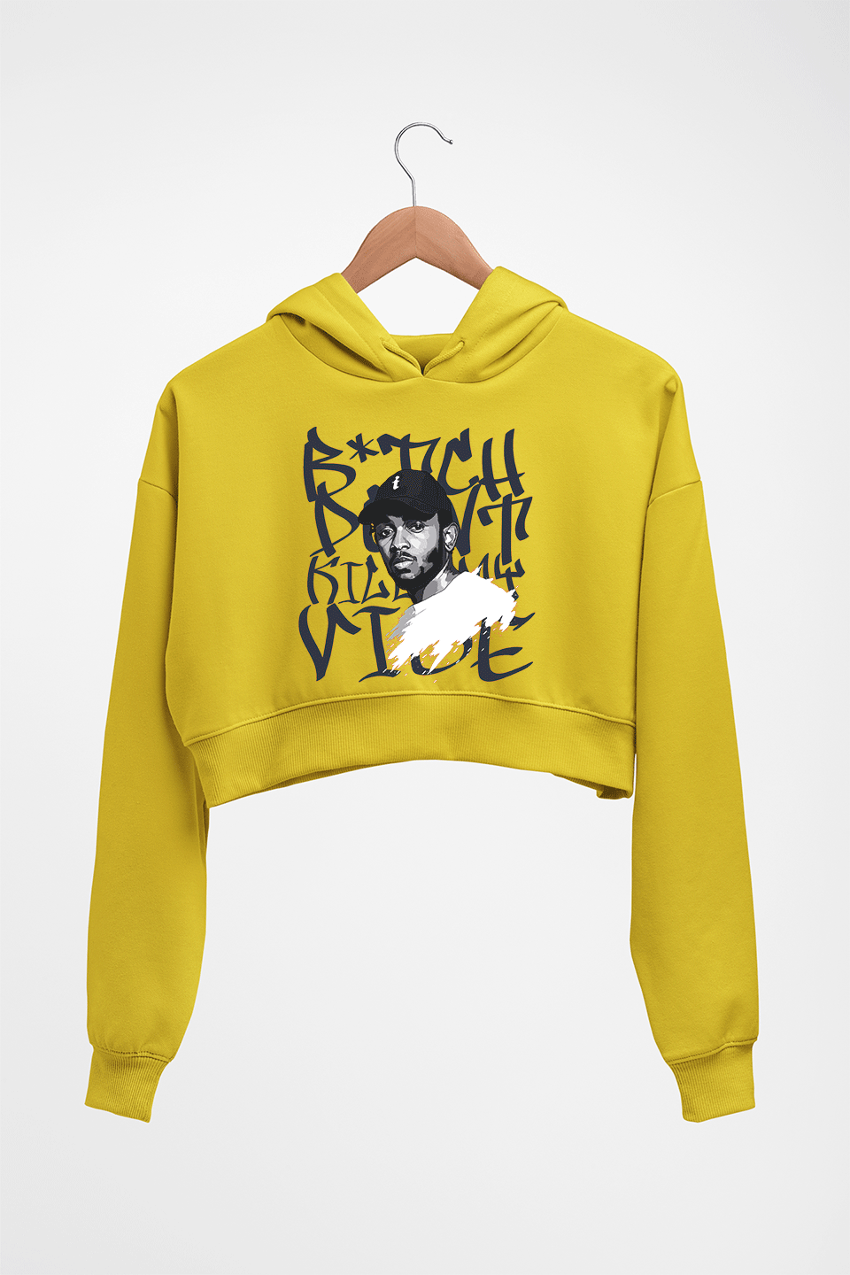 Kendrick Lamar Crop HOODIE FOR WOMEN-Mustard Yellow-Ektarfa.online
