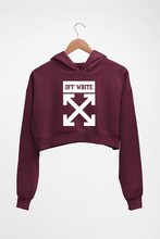 Load image into Gallery viewer, Off White Crop HOODIE FOR WOMEN-Maroon-Ektarfa.online
