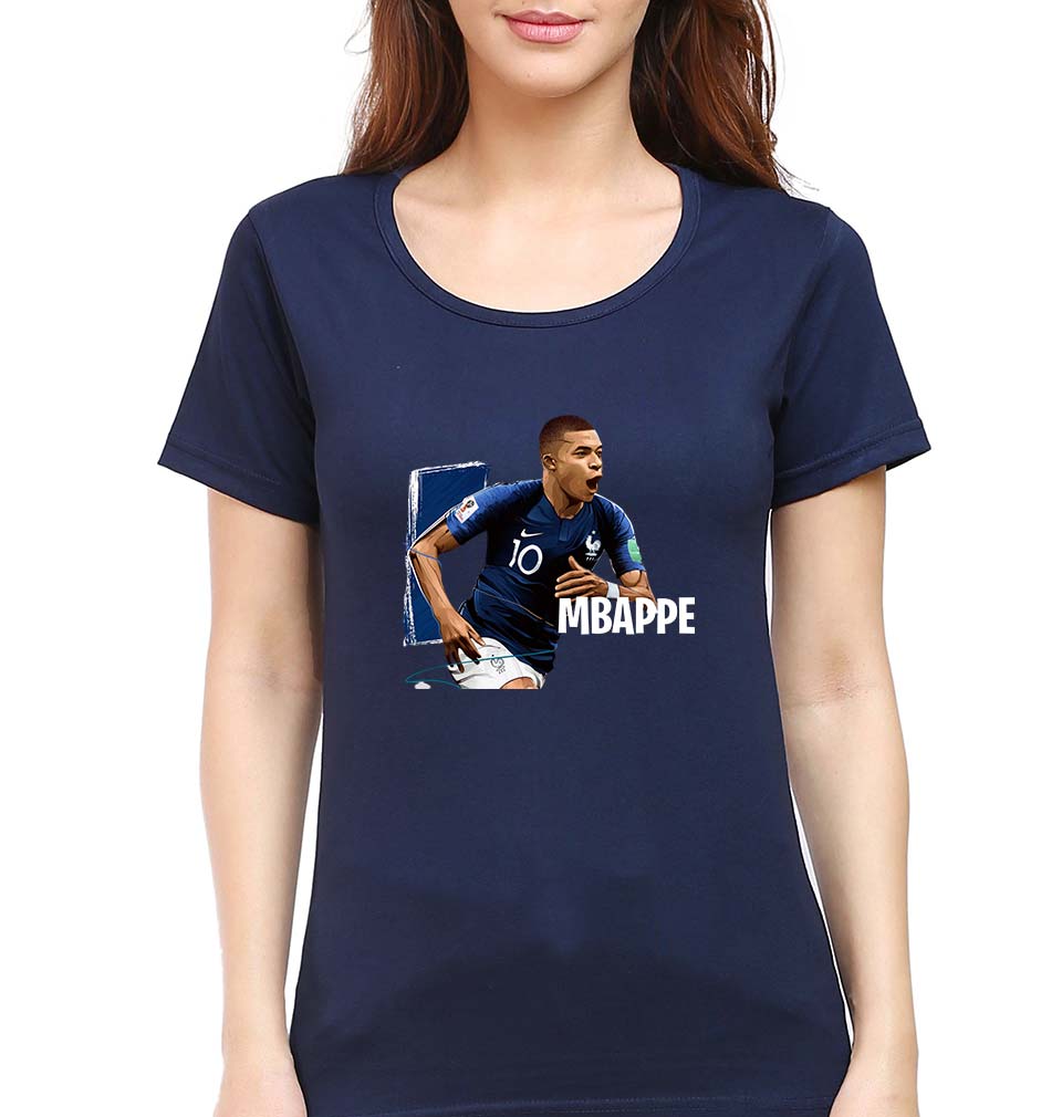 Kylian Mbappé T-Shirt for Women-Navy Blue-Ektarfa.online