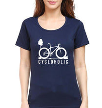 Load image into Gallery viewer, Cycloholic T-Shirt for Women-Navy Blue-Ektarfa.online
