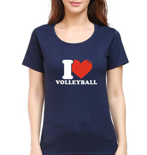 Load image into Gallery viewer, I Love Volleyball T-Shirt for Women-Navy Blue-Ektarfa.online
