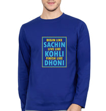Load image into Gallery viewer, CRICKET Sachin Kohli Dhoni Full Sleeves T-Shirt for Men-Royal Blue-Ektarfa.online
