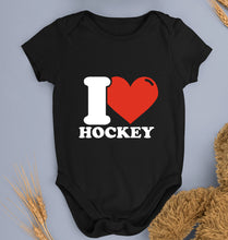 Load image into Gallery viewer, I Love Hockey Kids Romper For Baby Boy/Girl-0-5 Months(18 Inches)-Black-Ektarfa.online
