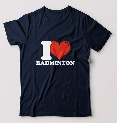 I Love Badminton T-Shirt for Men-Navy Blue-Ektarfa.online