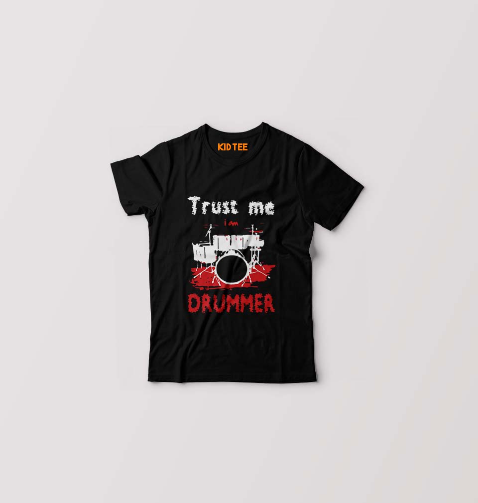 Drummer Kids T-Shirt for Boy/Girl-Black-Ektarfa.online