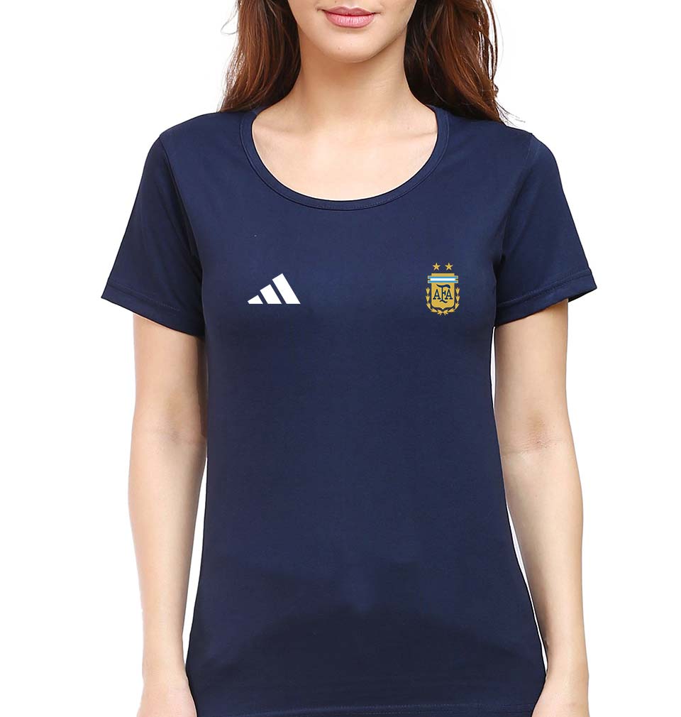 Argentina Football T-Shirt for Women-Navy Blue-Ektarfa.online