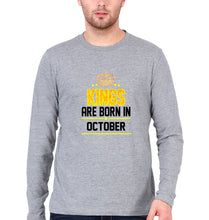 Load image into Gallery viewer, Kings Are Born In October Full Sleeves T-Shirt for Men-Grey Melange-Ektarfa.online
