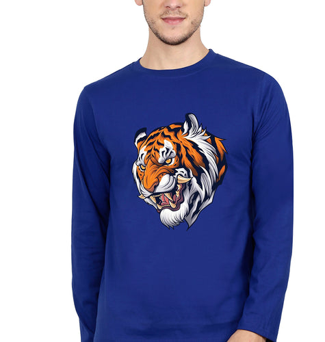 Tiger Full Sleeves T-Shirt for Men-Royal Blue-Ektarfa.online