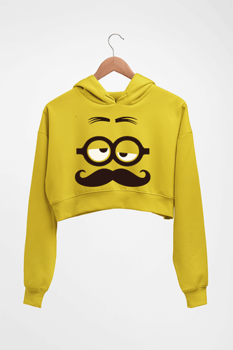 Minion Crop HOODIE FOR WOMEN-Mustard Yellow-Ektarfa.online