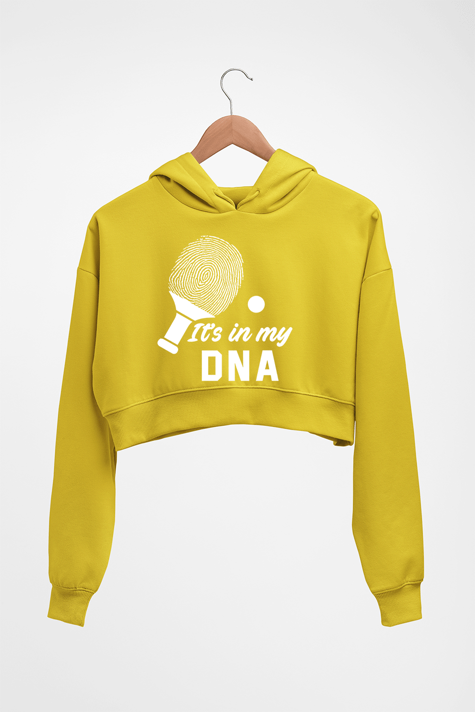 Table Tennis (TT) DNA Crop HOODIE FOR WOMEN-Mustard Yellow-Ektarfa.online