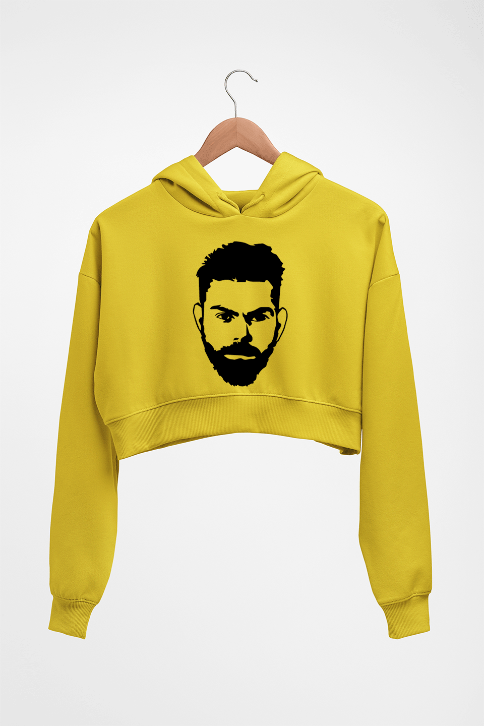 Virat Kohli Crop HOODIE FOR WOMEN-Mustard yellow-Ektarfa.online