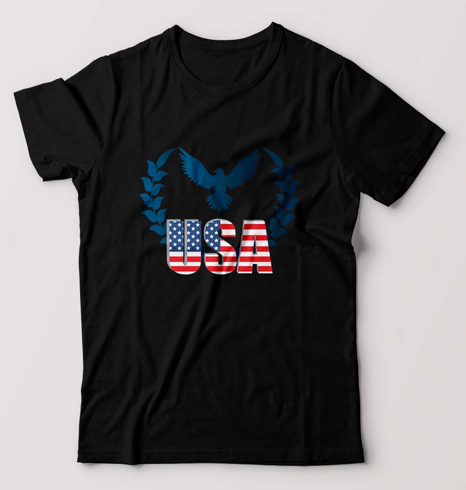 USA America T-Shirt for Men-Black-Ektarfa.online