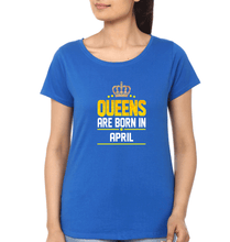 Load image into Gallery viewer, Queens Are Born In April T-Shirt for Women-Royal Blue-Ektarfa.online
