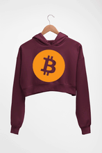 Load image into Gallery viewer, Cryptocurrency Bitcoin Crop HOODIE FOR WOMEN-Maroon-Ektarfa.online
