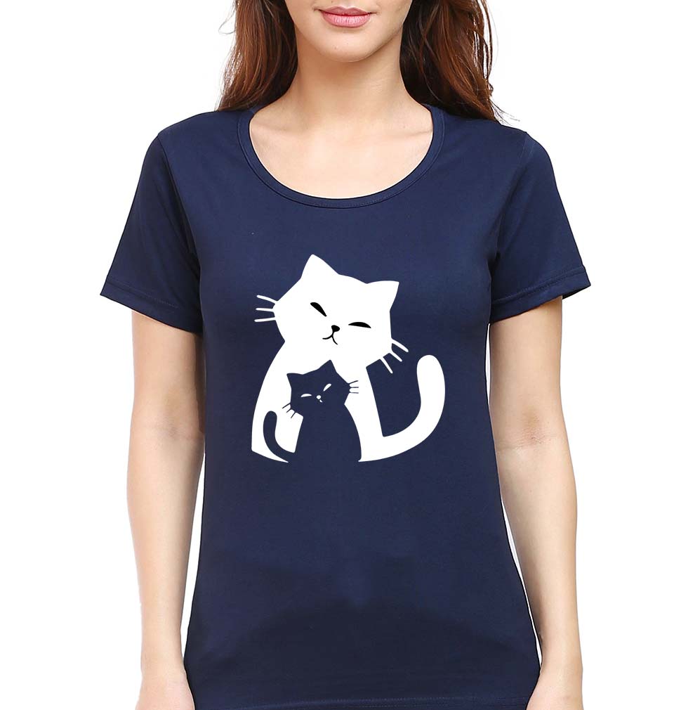 Cat T-Shirt for Women-Navy Blue-Ektarfa.online
