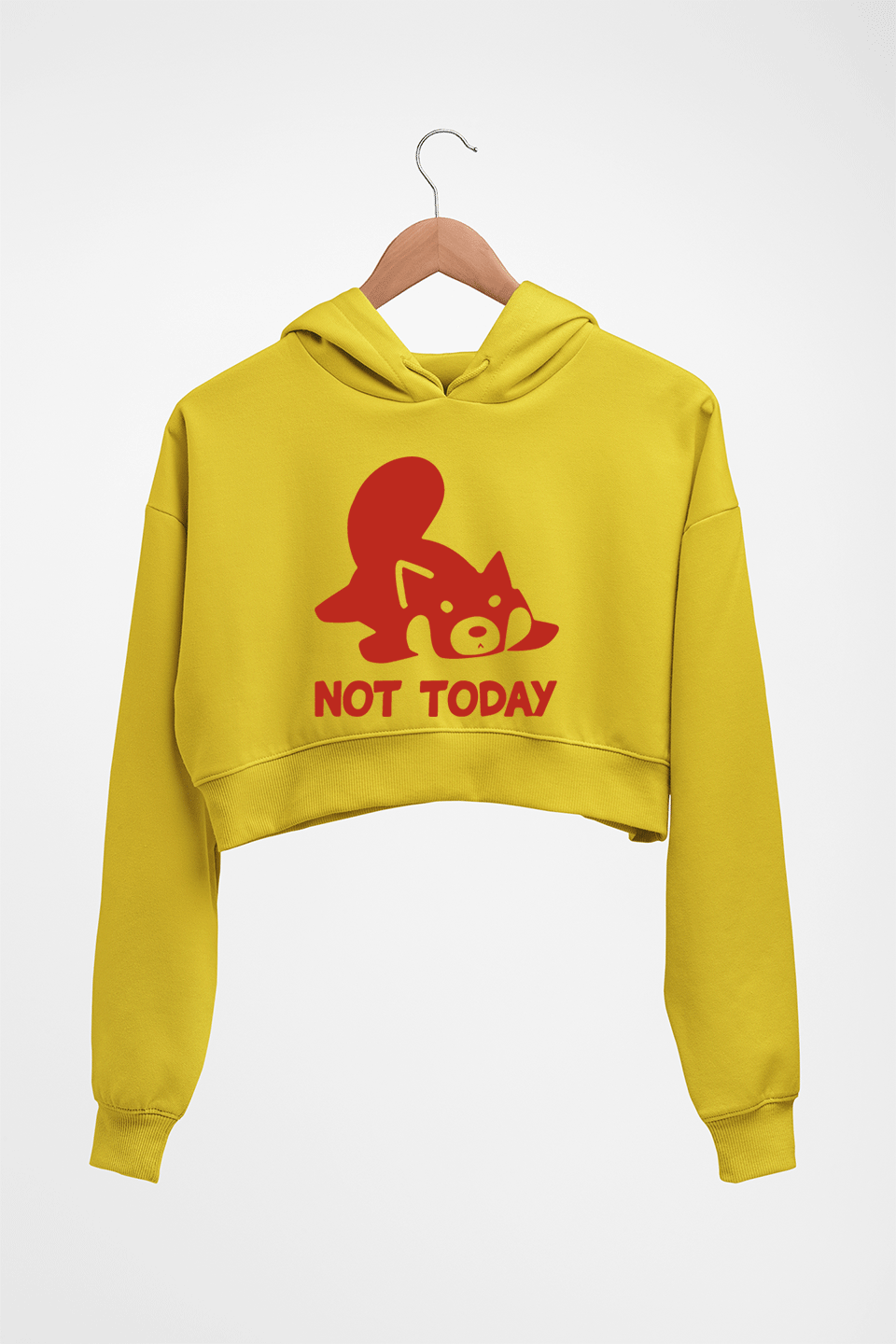 Rocket Raccoon Lazy Not Today Crop HOODIE FOR WOMEN-Mustard Yellow-Ektarfa.online