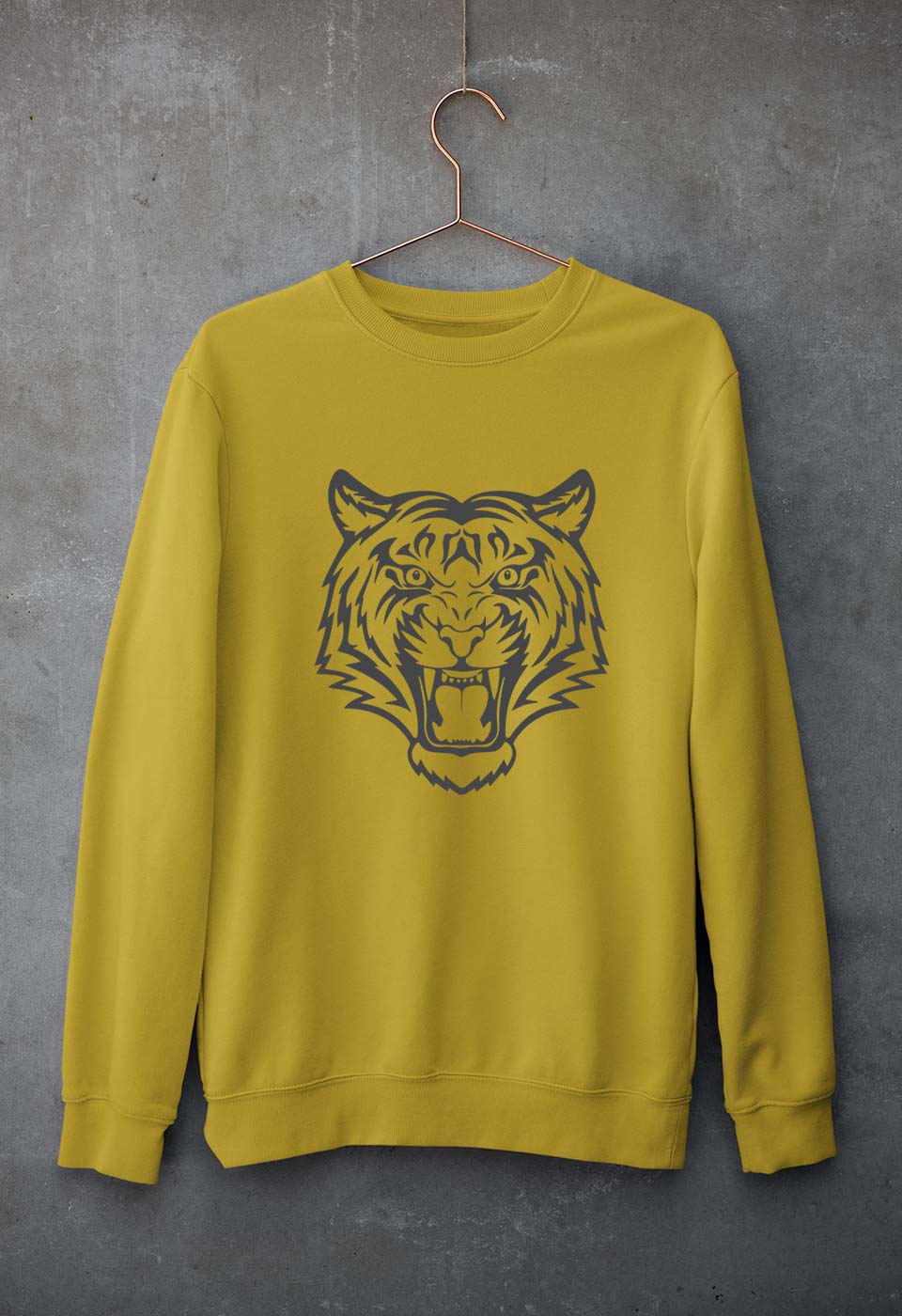 Tiger Unisex Sweatshirt for Men/Women-Mustard Yellow-Ektarfa.online