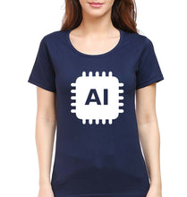Load image into Gallery viewer, Artificial intelligence (AI) T-Shirt for Women-Navy Blue-Ektarfa.online

