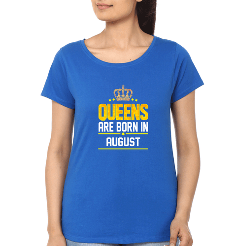Queens Are Born In August T-Shirt for Women-Royal Blue-Ektarfa.online