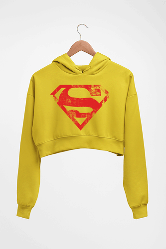 Superman Superhero Crop HOODIE FOR WOMEN-Mustard Yellow-Ektarfa.online