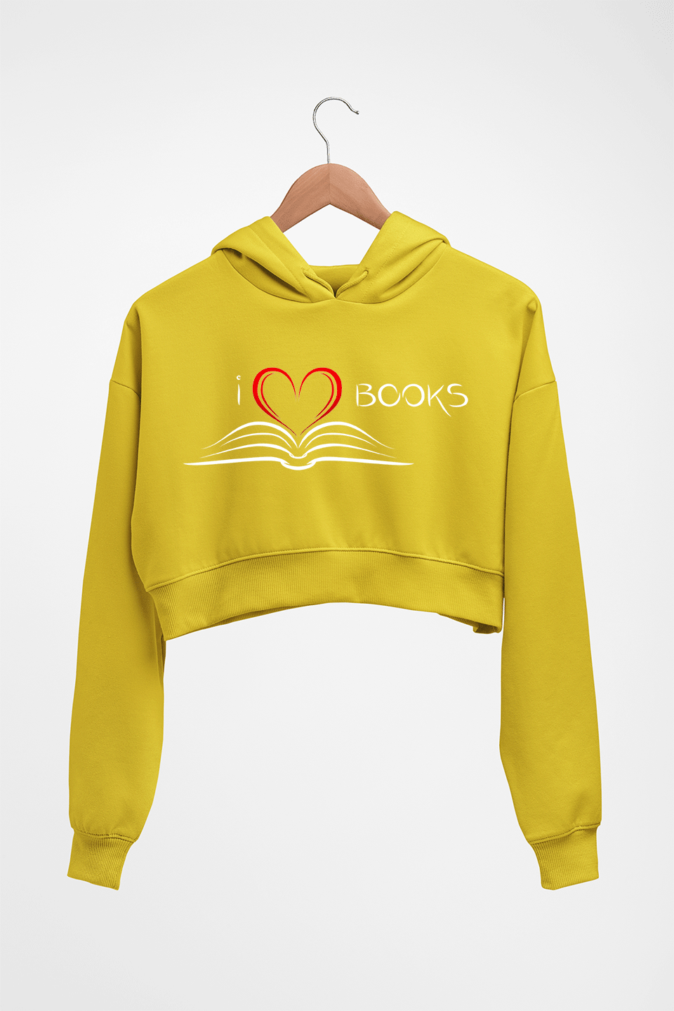 Love Books Crop HOODIE FOR WOMEN-Mustard Yellow-Ektarfa.online