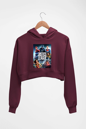 Justice League Crop HOODIE FOR WOMEN-Maroon-Ektarfa.online