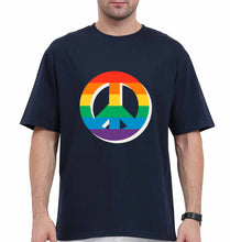 Load image into Gallery viewer, Peace Pride Oversized T-Shirt for Men-Navy Blue-Ektarfa.online
