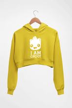 Load image into Gallery viewer, Groot Crop HOODIE FOR WOMEN-Mustard Yellow-Ektarfa.online
