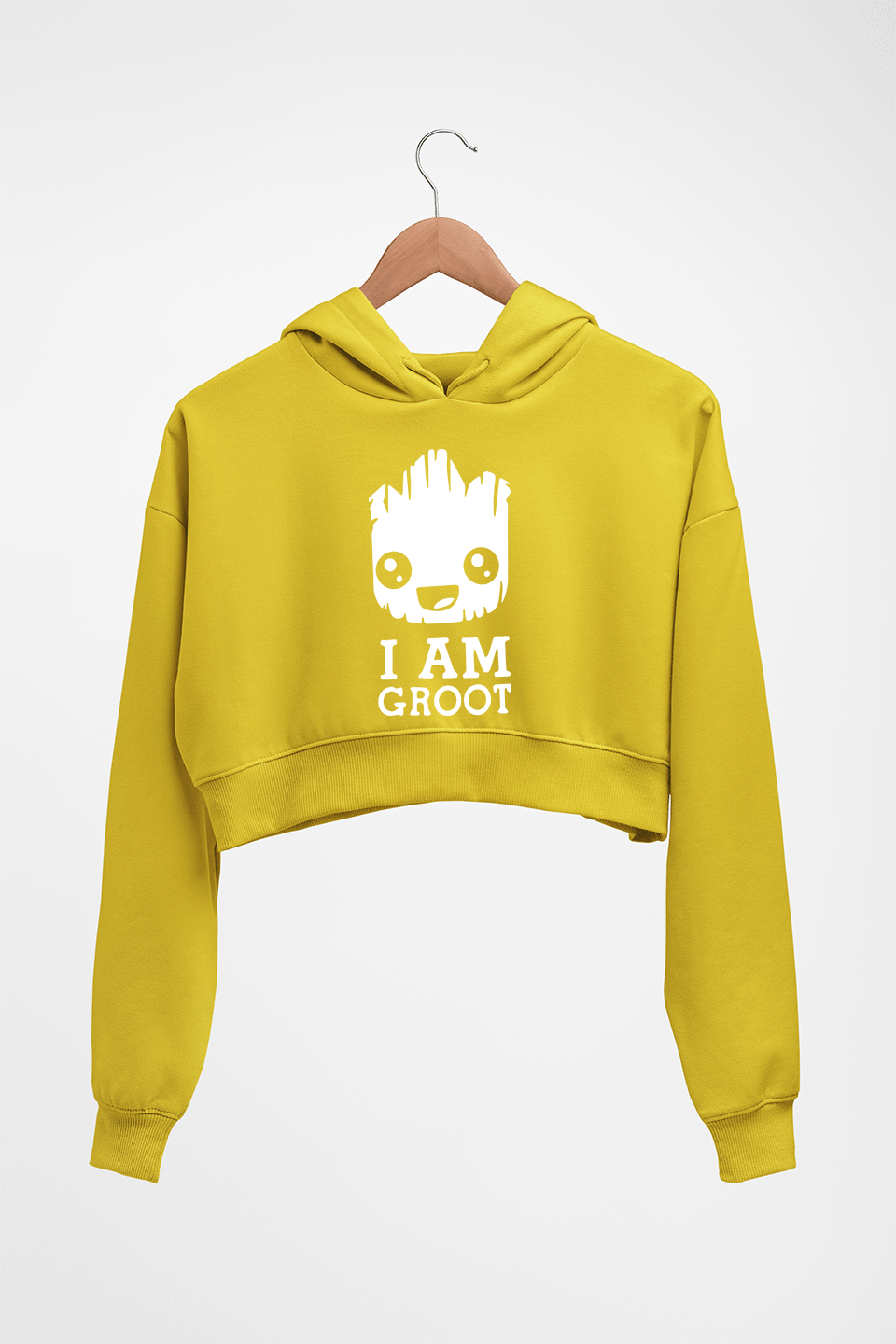 Groot Crop HOODIE FOR WOMEN-Mustard Yellow-Ektarfa.online