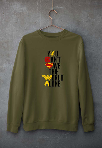 You Can't Save The World Alone Justice League Unisex Sweatshirt for Men/Women-Olive Green-Ektarfa.online