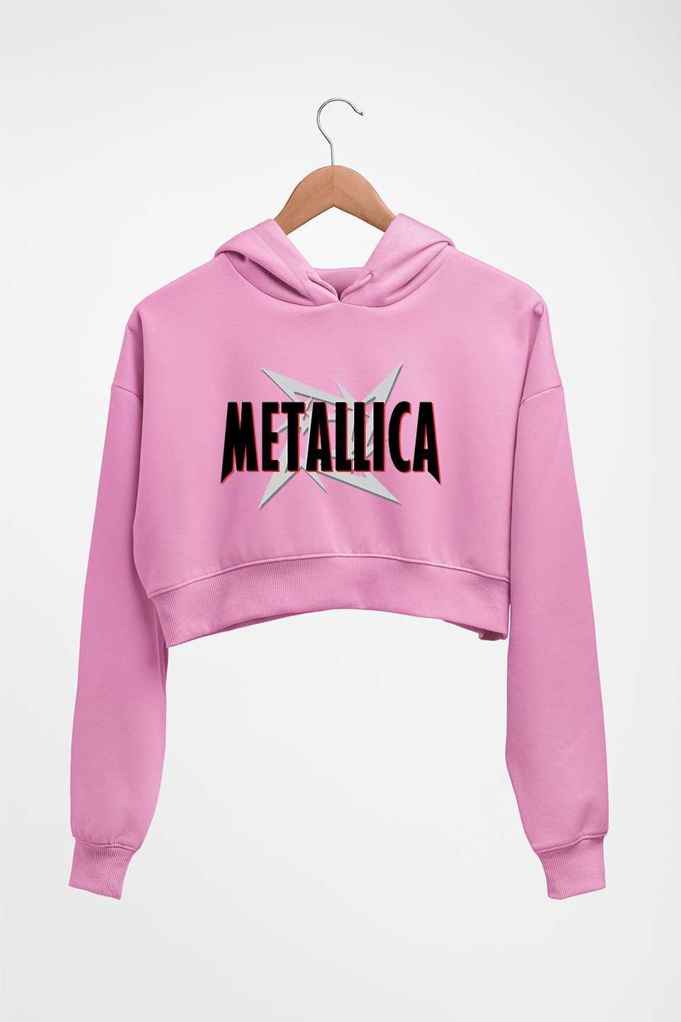 Metallica Crop HOODIE FOR WOMEN-Light Baby Pink-Ektarfa.online