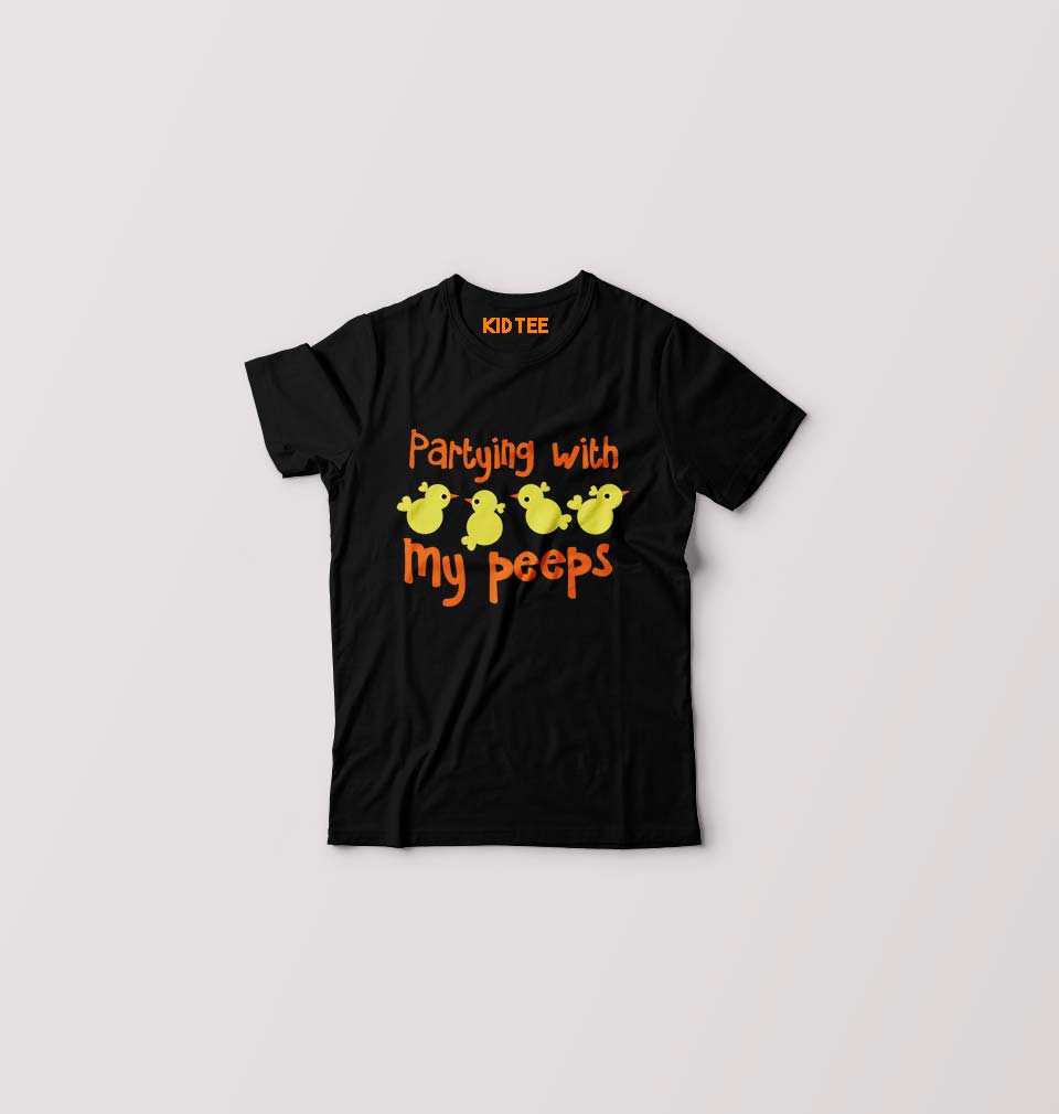 Partying With My Peeps Kids T-Shirt for Boy/Girl-Black-Ektarfa.online