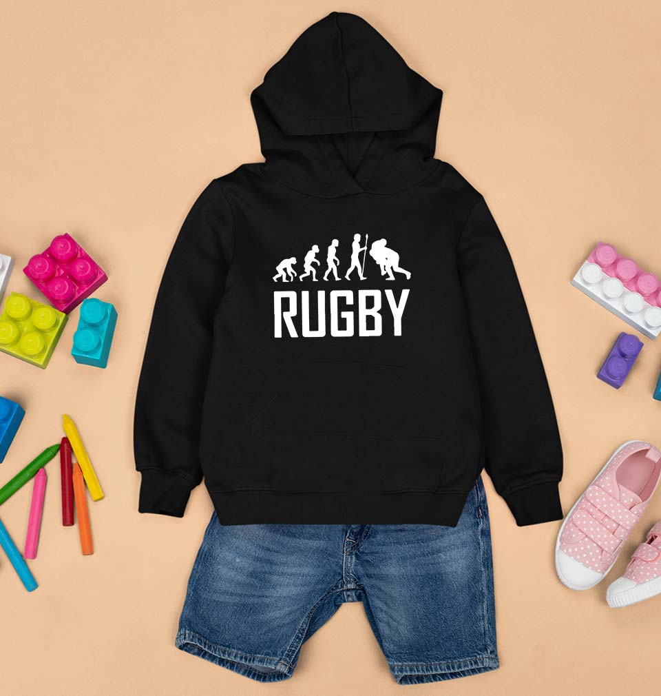 Rugby Evolution Kids Hoodie for Boy/Girl-Black-Ektarfa.online