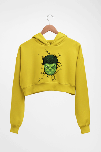 Hulk Crop HOODIE FOR WOMEN-Mustard Yellow-Ektarfa.online