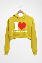 Load image into Gallery viewer, I Love Basketball Crop HOODIE FOR WOMEN-Mustard yellow-Ektarfa.online
