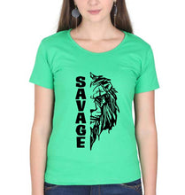 Load image into Gallery viewer, Savage Lion T-Shirt for Women-Flag Green-Ektarfa.online

