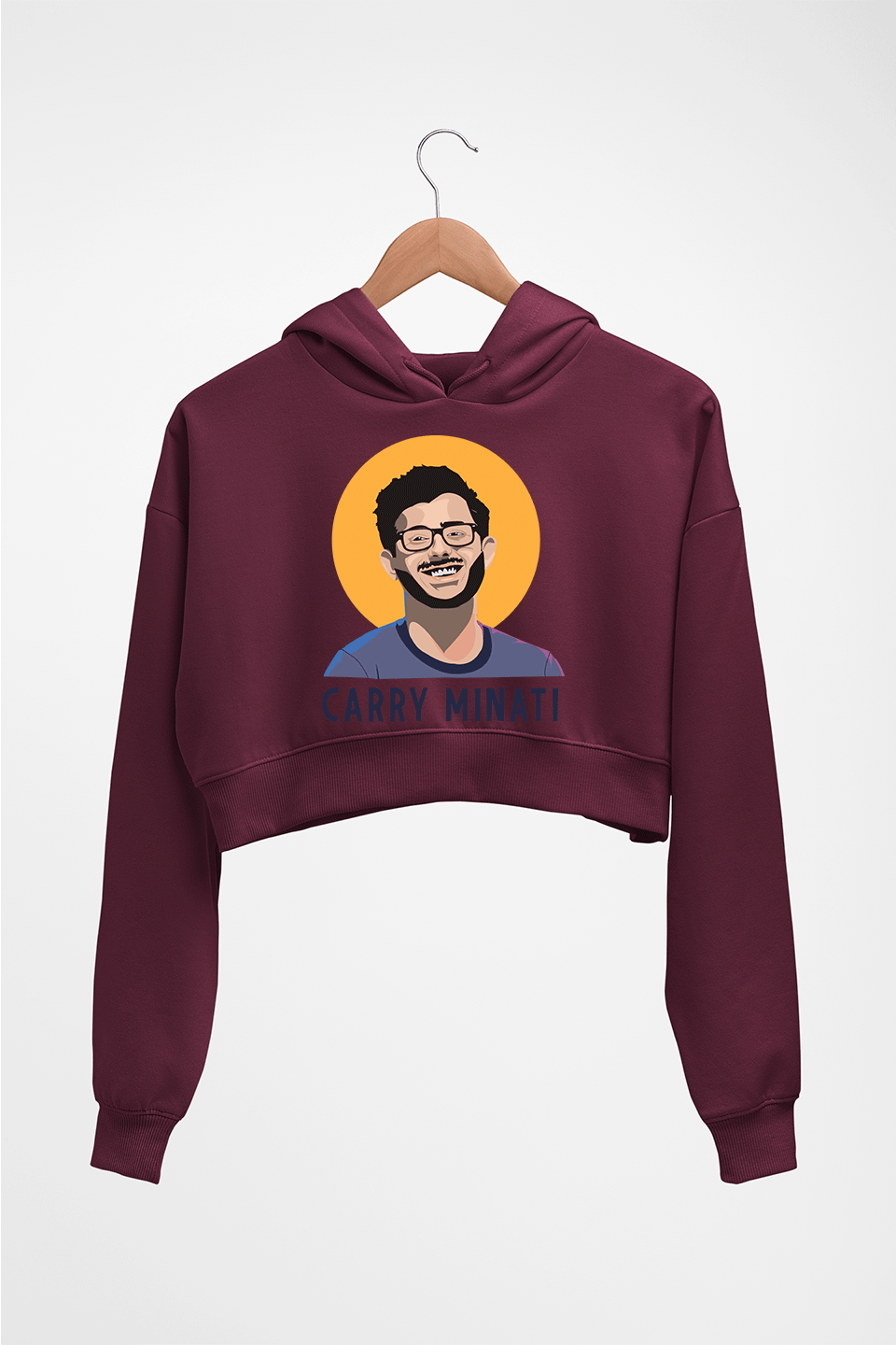 CarryMinati(Ajey Nagar) Crop HOODIE FOR WOMEN-Maroon-Ektarfa.online