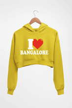 Load image into Gallery viewer, I Love BANGALORE Crop HOODIE FOR WOMEN-Mustard Yellow-Ektarfa.online
