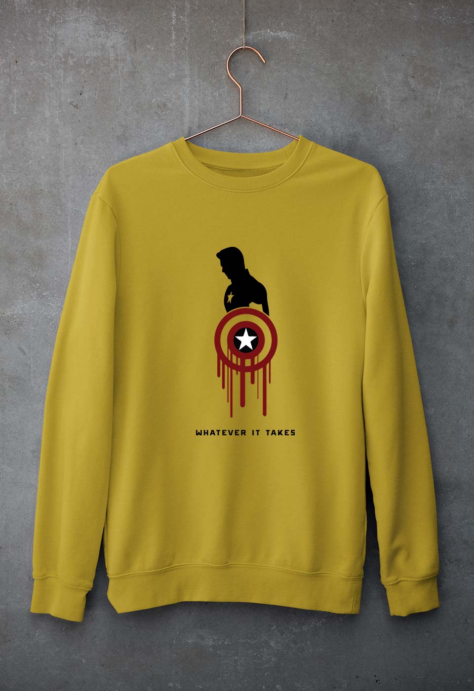 Captain America Superhero Unisex Sweatshirt for Men/Women-Mustard Yellow-Ektarfa.online