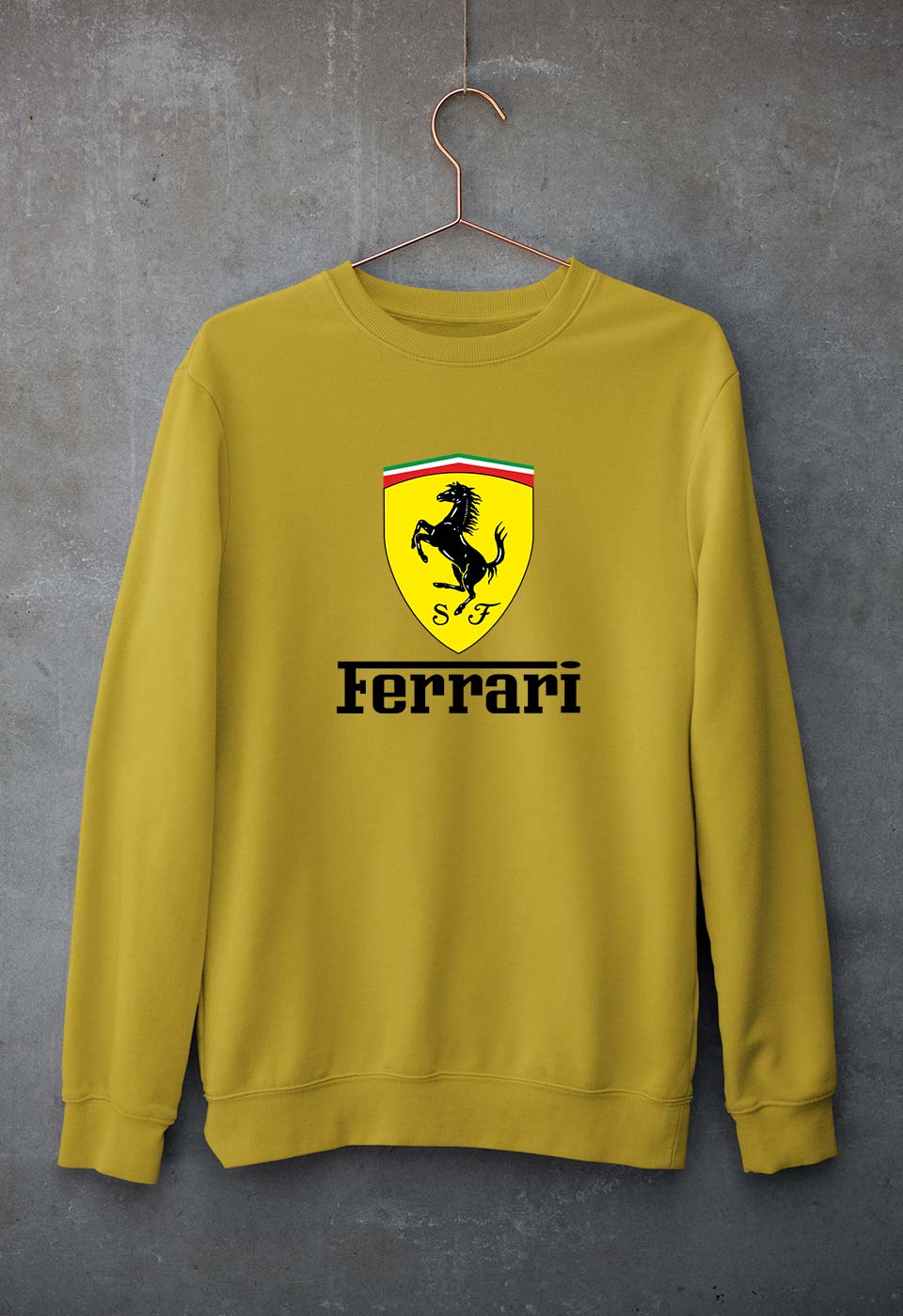 Ferrari Unisex Sweatshirt for Men/Women-Mustard Yellow-Ektarfa.online