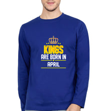 Load image into Gallery viewer, Kings Are Born In April Full Sleeves T-Shirt for Men-Royal Blue-Ektarfa.online
