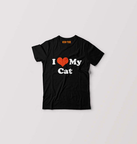 I Love My Cat Kids T-Shirt for Boy/Girl-Black-Ektarfa.online