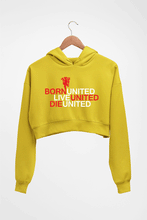 Load image into Gallery viewer, Born United Live United Die United Crop HOODIE FOR WOMEN-Mustard Yellow-Ektarfa.online
