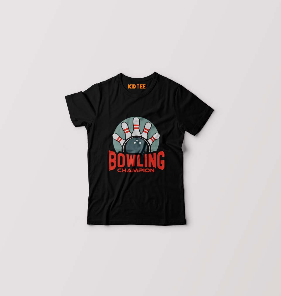 Bowling Champion Kids T-Shirt for Boy/Girl-Black-Ektarfa.online