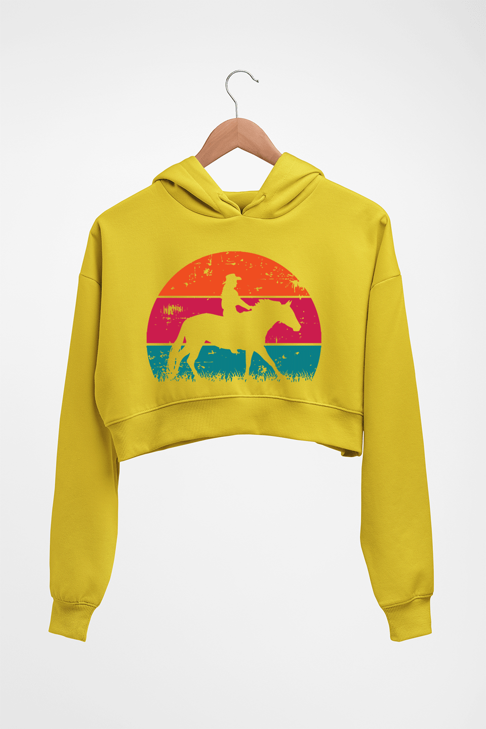 Horse Riding Crop HOODIE FOR WOMEN-Mustard Yellow-Ektarfa.online